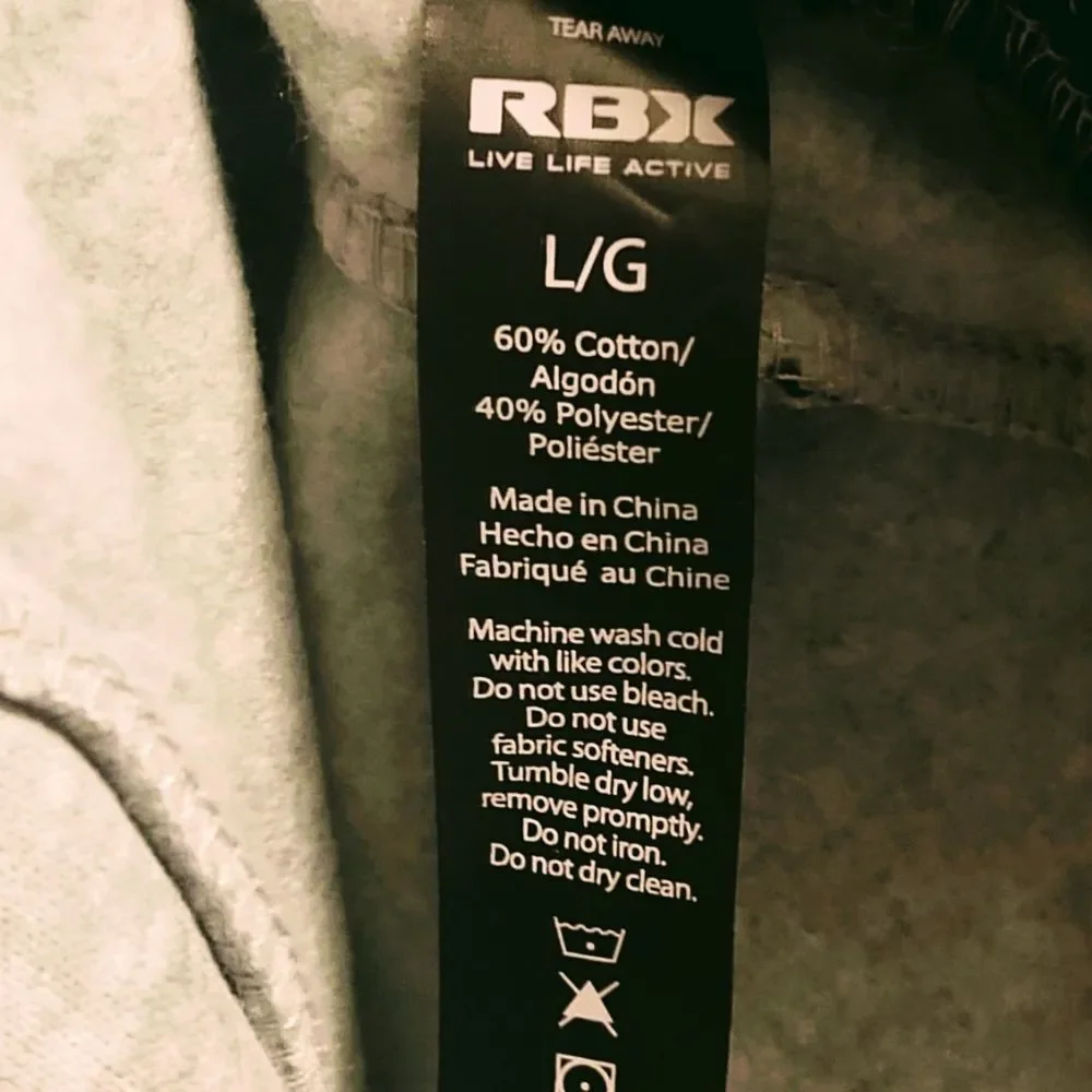 NWT RBX ACTIVEWEAR TAPERED LEG W/ZIPPER FLEECE LINED GRAY/BLACK JOGGER PANTS L
